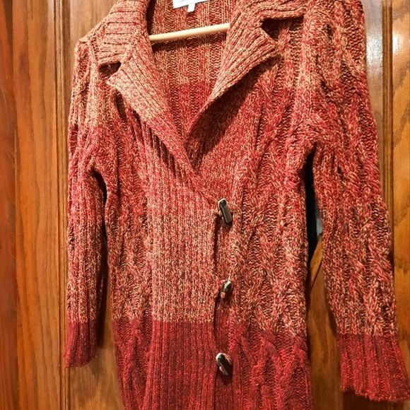 Jones New York Toggle Cardigan Colorblocked Sweater Jacket - Picture 6 of 12